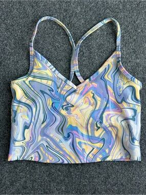 X by Gottex Printed Marble-Print Cami Crop Top in Multi-Color